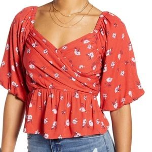 All in Favor Red Floral Blouse